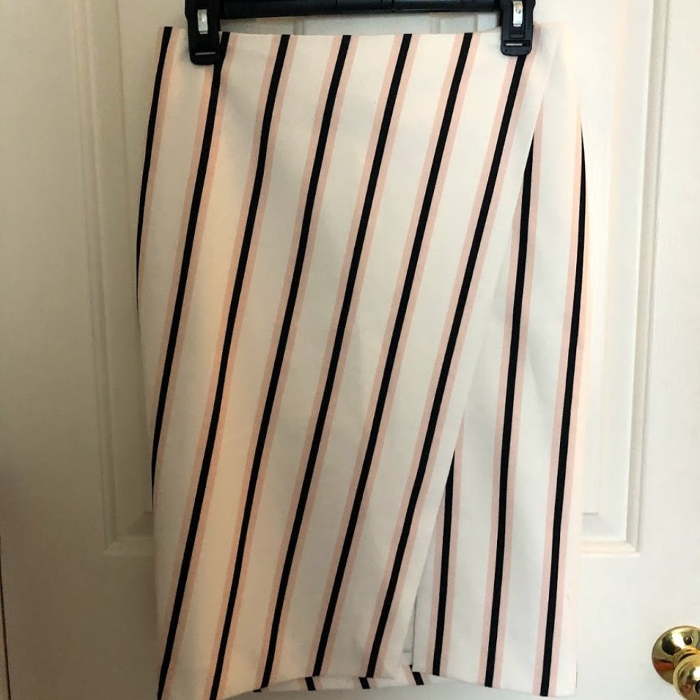 Pink and Black Stripe Midi Skirt